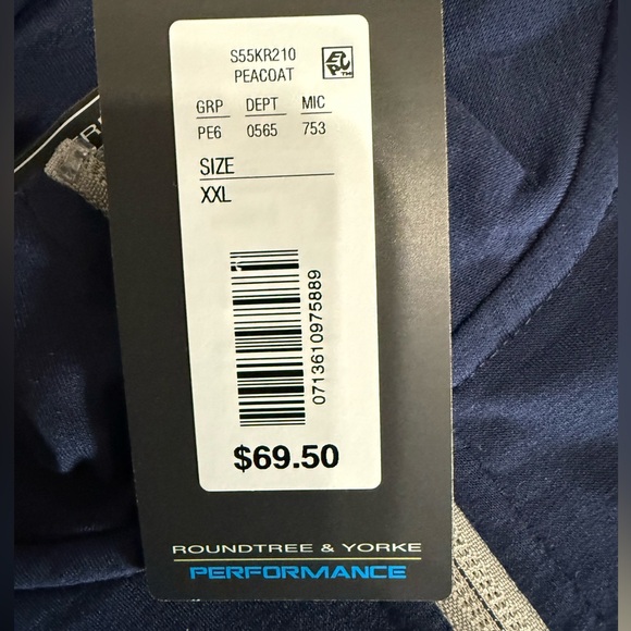 Roundtree & Yorke Long Sleeve Quarter Zip Pullover - Navy. XXL - Picture 11 of 13